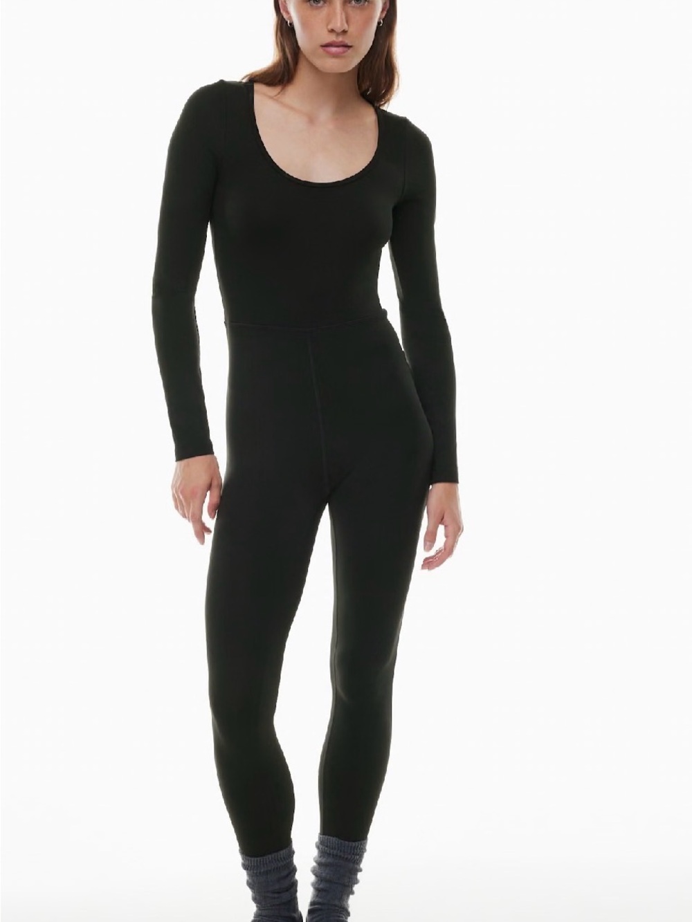 Wilfred Black Long-Sleeve Scoop Neck Thermal Jumpsuit